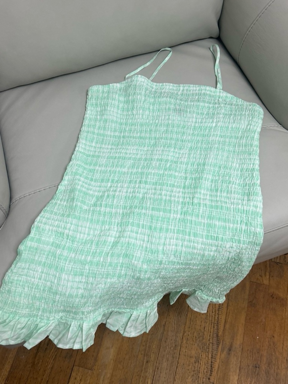 wild fable Mint Green Smocked Ruffle Midi Dress